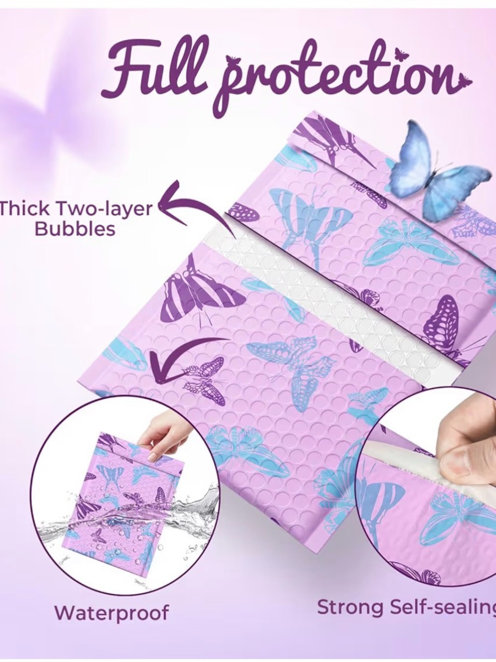 20 Purple Butterfly Bubble Mailers - Picture 5 of 9